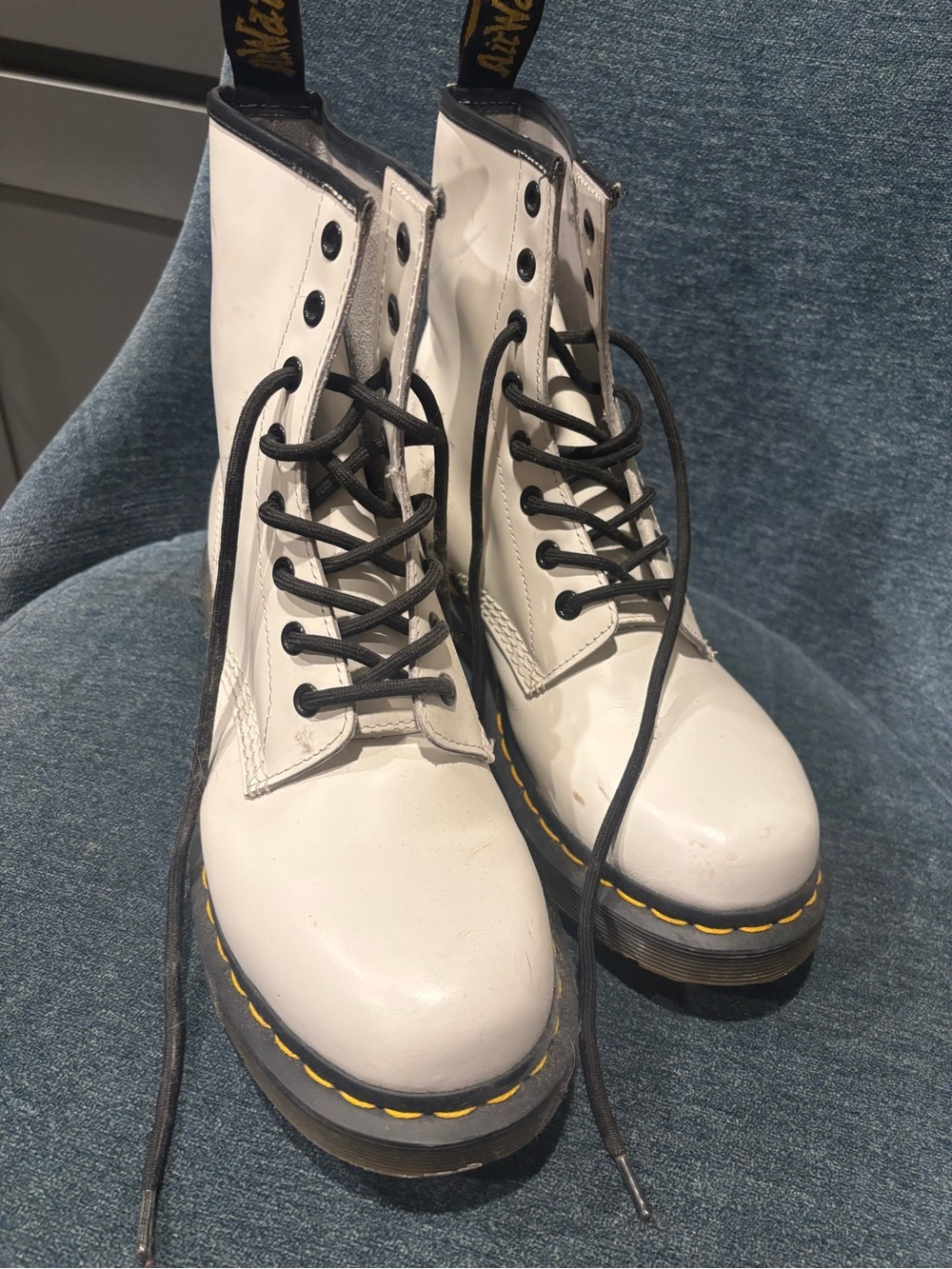 Doc Martens - White Lace-Up Platform Boots — Women's